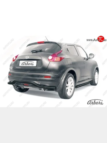 Защита заднего бампера 2WD Arbori (волна, черная, 1 труба d57 mm). Nissan Juke  1 YF15 (2010-2020) дорестайлинг, рестайлинг