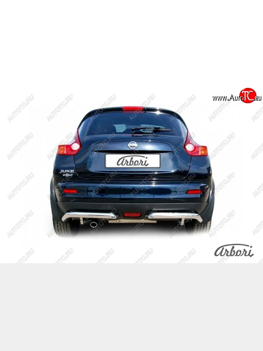 Защита заднего бампера Arbori (уголки, нержавейка, 1 труба d57 mm).  Nissan Juke (2010-2020) 1 YF15  в Воронеже Воронежской области