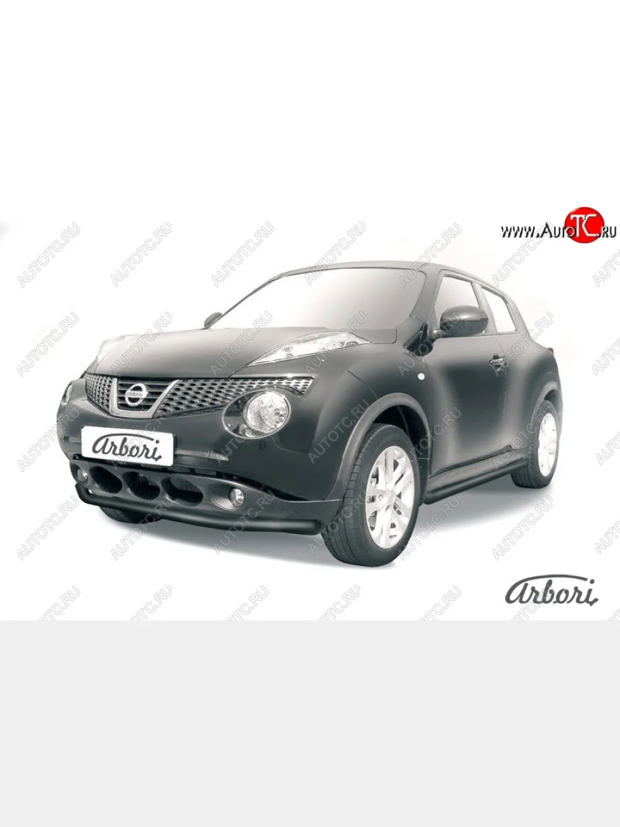 Защита переднего бампера 2WD Arbori (черная, 1 труба d57 mm). Nissan Juke 1 YF15 дорестайлинг (2010-2014)  В Кинешме Ивановской области