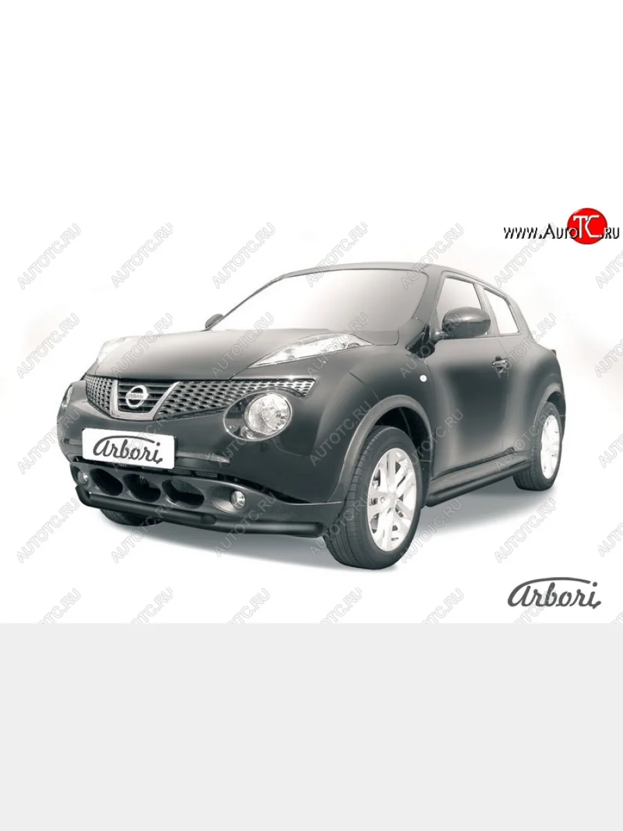 Защита переднего бампера 4WD Arbori (черная, 2 трубы d57 и 42 mm).  Nissan Juke (2010-2020) 1 YF15  в Воронеже Воронежской области