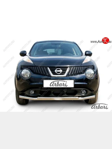Защита переднего бампера 2WD Arbori (нержавейка, 2 трубы d57 и 42 mm) Nissan Juke  1 YF15 (2010-2020) дорестайлинг, рестайлинг