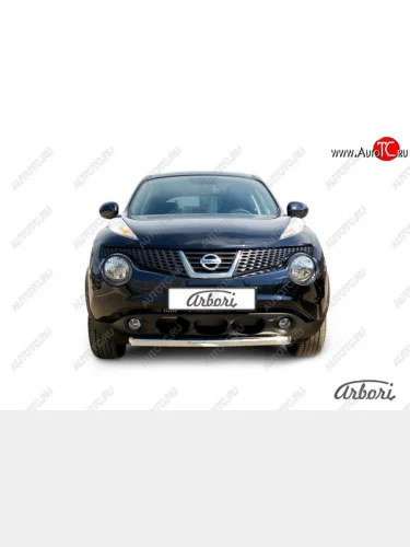 Защита переднего бампера 4WD Arbori (короткая, нержавейка, 1 труба d57 mm). Nissan Juke  1 YF15 (2010-2020) дорестайлинг, рестайлинг