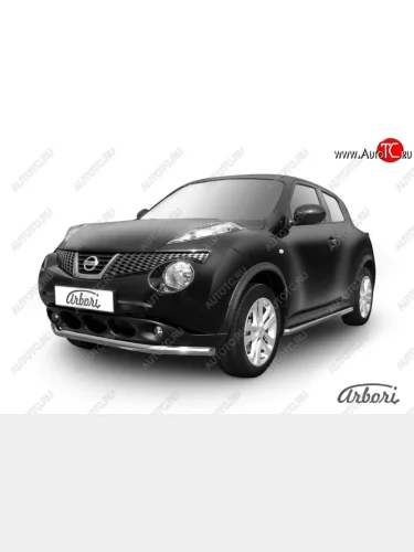 Защита переднего бампера 2WD Arbori (нержавейка, 1 труба d57 mm). Nissan Juke  1 YF15 (2010-2020) дорестайлинг, рестайлинг