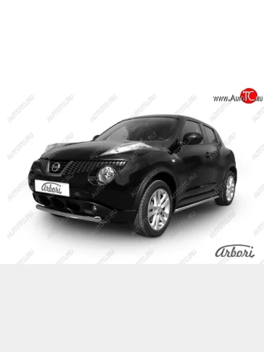 Защита переднего бампера 4WD Arbori (короткая. нержавейка, 1 труба d57 mm). Nissan Juke  1 YF15 (2010-2020) дорестайлинг, рестайлинг