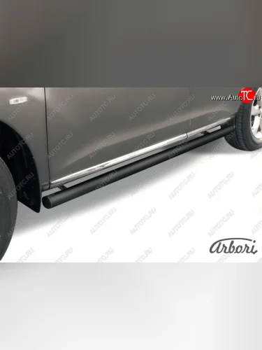 Защита штатных порогов Arbori (черная, d76 mm). Nissan Murano  2 Z51 (2010-2016) рестайлинг