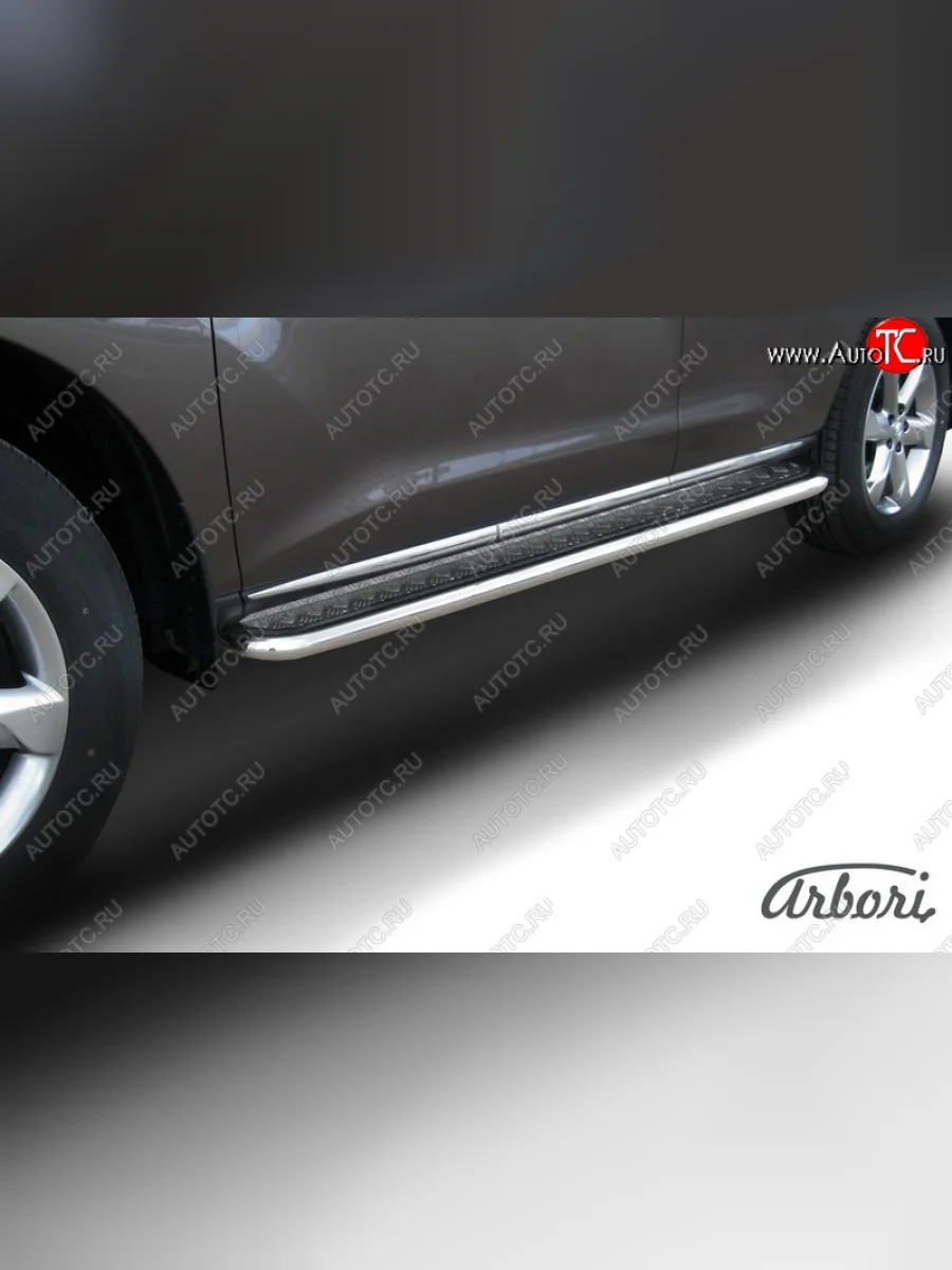 Защита штатных порогов с листом Arbori (нержавейка, алюминий, d57) Nissan Murano 2 Z51 рестайлинг (2010-2016)  в Самаре Самарской области