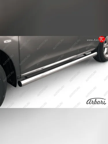 Защита штатных порогов Arbori (нержавейка, d76 mm). Nissan Murano  2 Z51 (2010-2016) рестайлинг