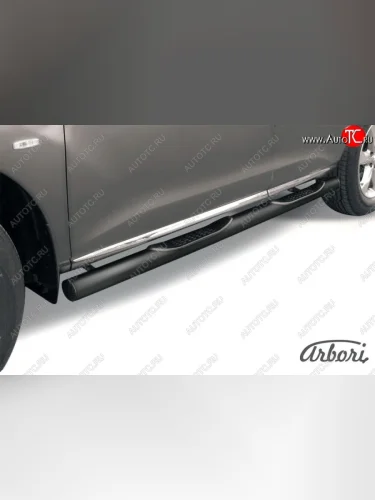 Защита штатных порогов Arbori (с проступью, черная, d76 mm). Nissan Murano 2 Z51 рестайлинг (2010-2016)