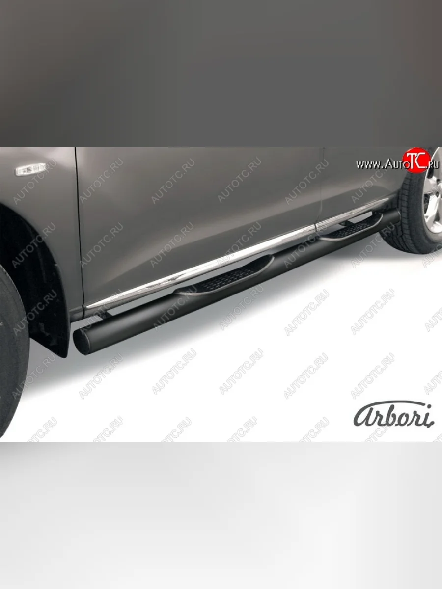 Защита штатных порогов Arbori (с проступью, черная, d76 mm). Nissan Murano 2 Z51 рестайлинг (2010-2016)  в Самаре Самарской области