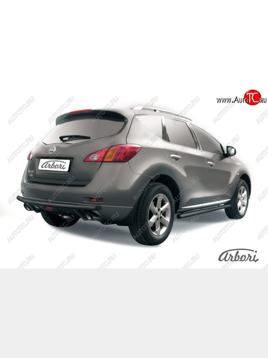 Защита заднего бампера Arbori (черная, 1 труба d57 mm).  Nissan Murano (2010-2016) 2 Z51  в Самаре Самарской области