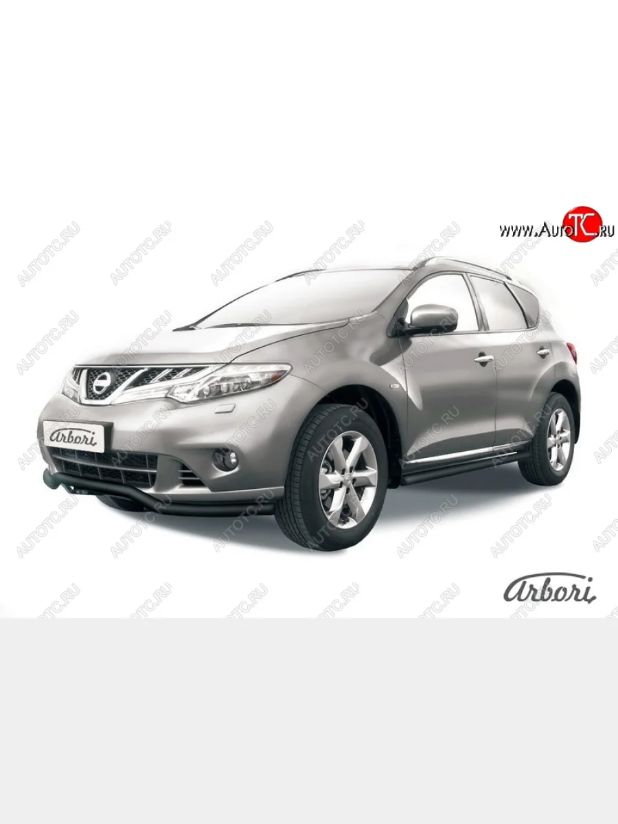 Защита переднего бампера Arbori (волна, черная, 1 труба d57 mm). Nissan Murano 2 Z51 рестайлинг (2010-2016)  в Самаре Самарской области