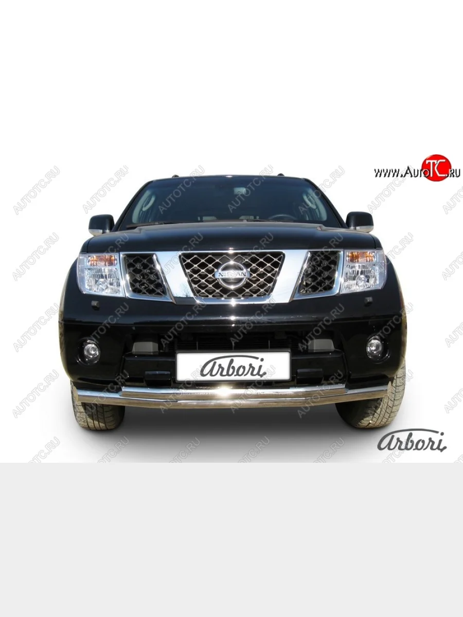 Защита переднего бампера Arbori (нержавейка, 2 трубы d76 и 57 mm) Nissan Pathfinder R51 рестайлинг (2009-2014)  в Самаре Самарской области