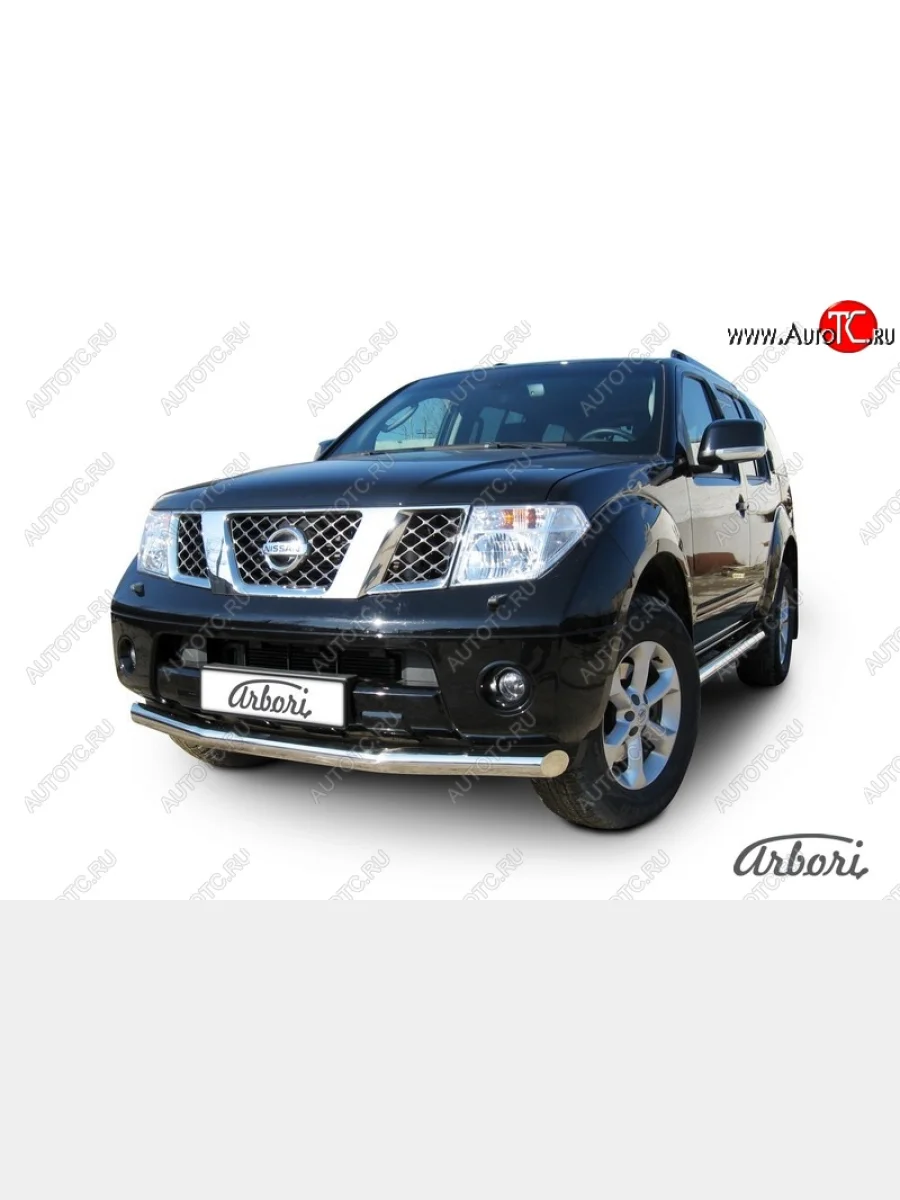 Защита переднего бампера Arbori (нержавейка, 1 труба d76 mm). Nissan Pathfinder R51 рестайлинг (2009-2014)  в Керчи Республика Крым