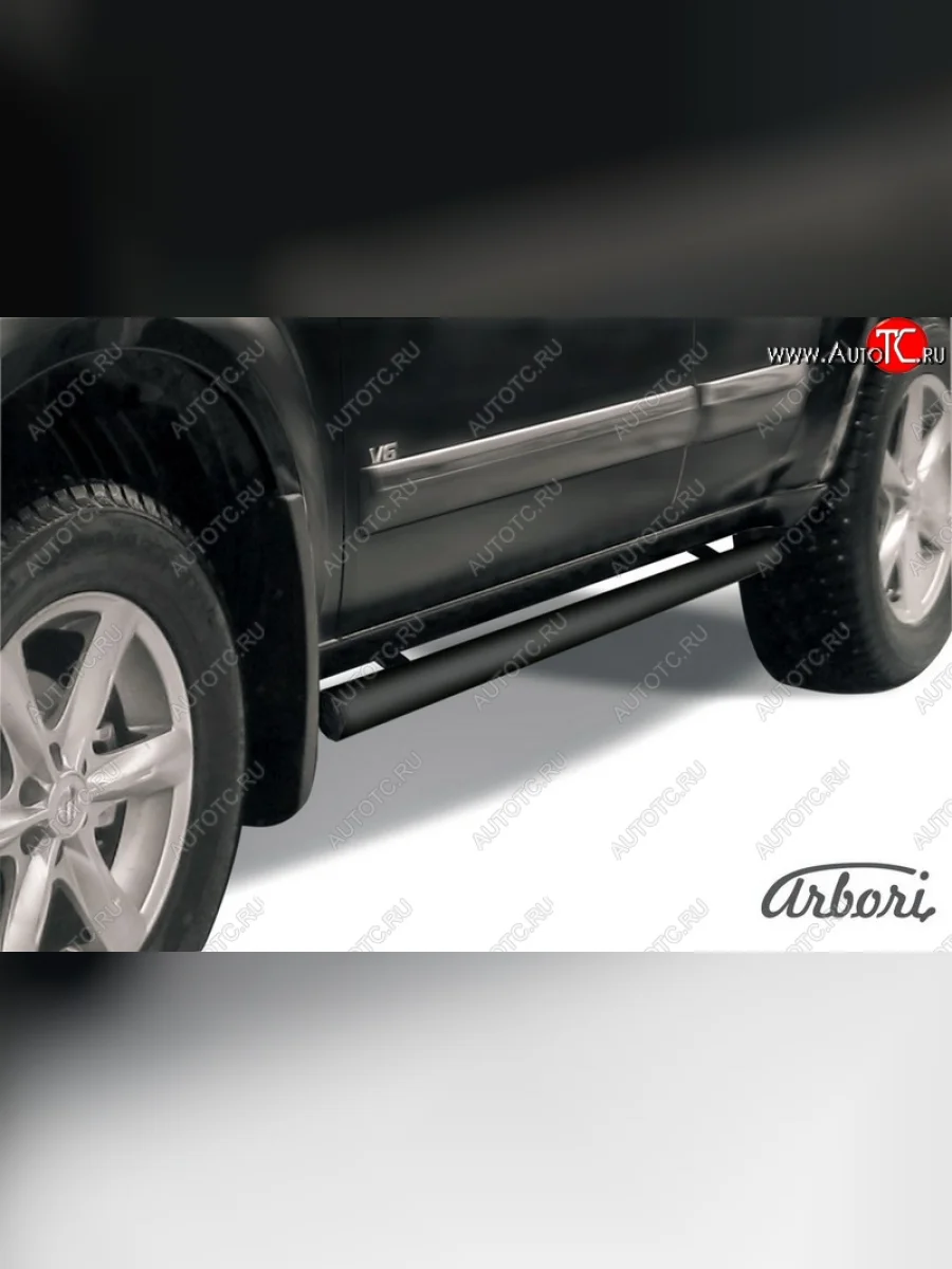 Защита штатных порогов Arbori (черная, d76 mm). Nissan Pathfinder R51 рестайлинг (2009-2014)  в Перми Пермском крае