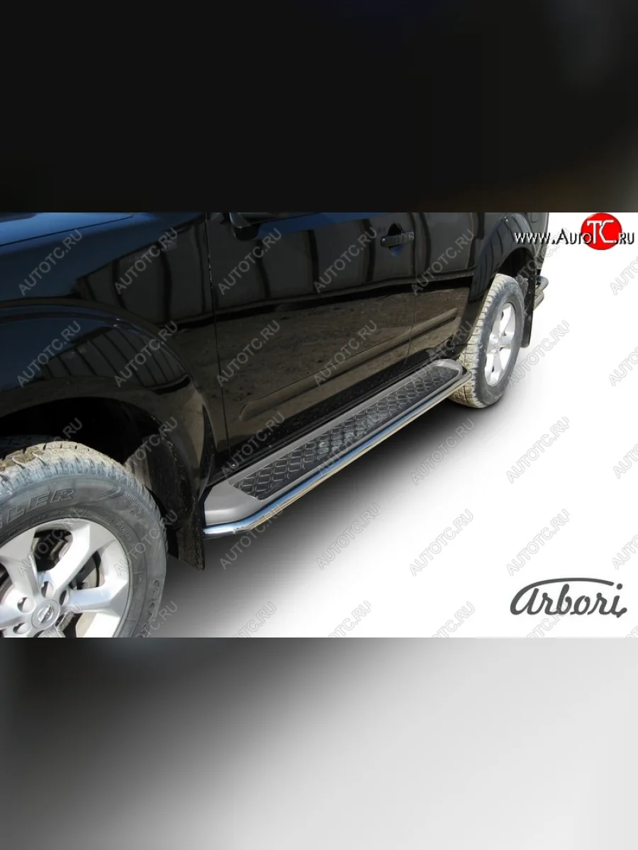 Защита заднего бампера Arbori (нержавейка, 1 труба d42 mm). Nissan Pathfinder R51 рестайлинг (2009-2014)  в Керчи Республика Крым