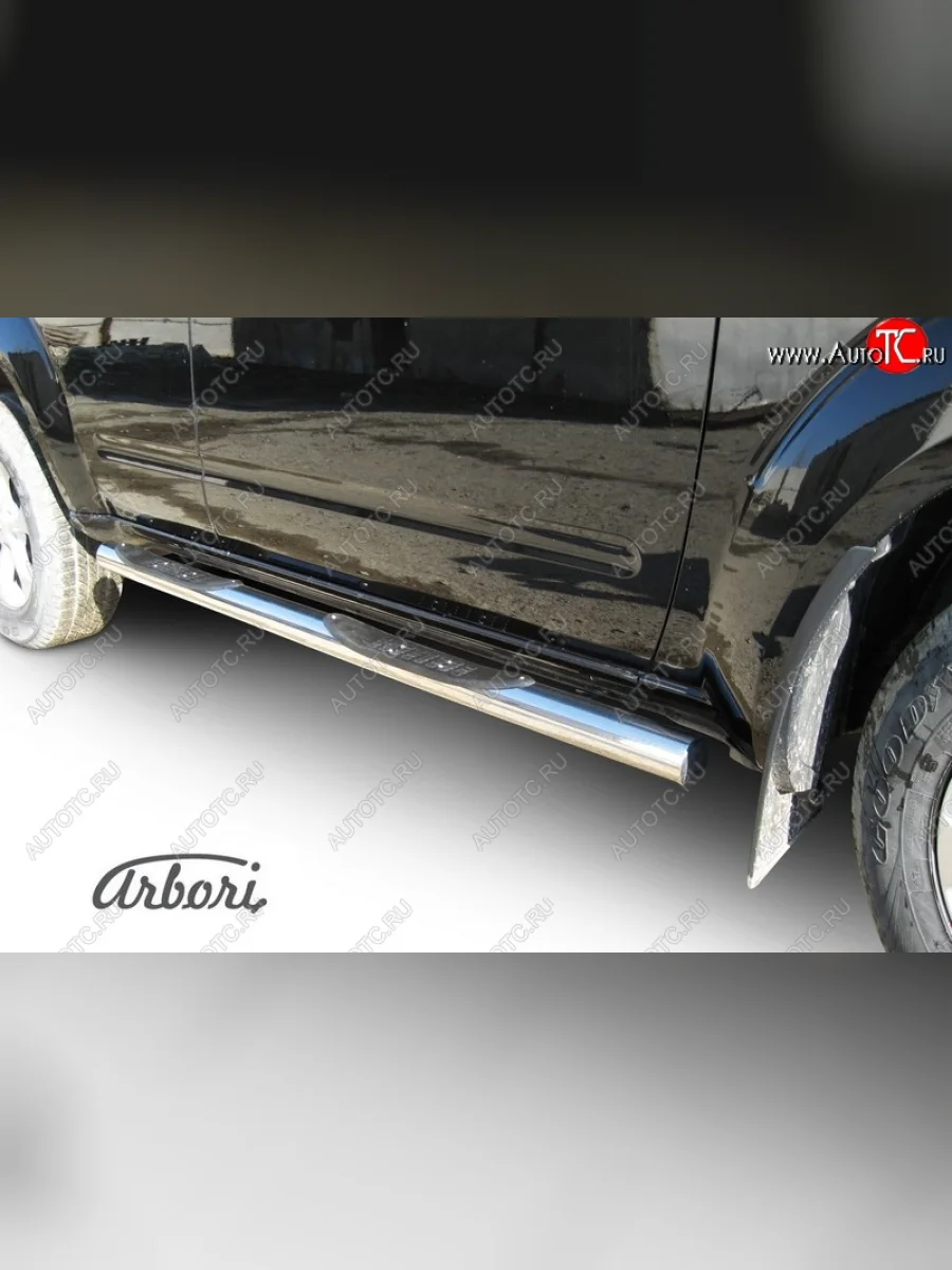 Защита штатных порогов Arbori (с проступью, нержавейка, d76 mm). Nissan Pathfinder R51 рестайлинг (2009-2014)  в Перми Пермском крае