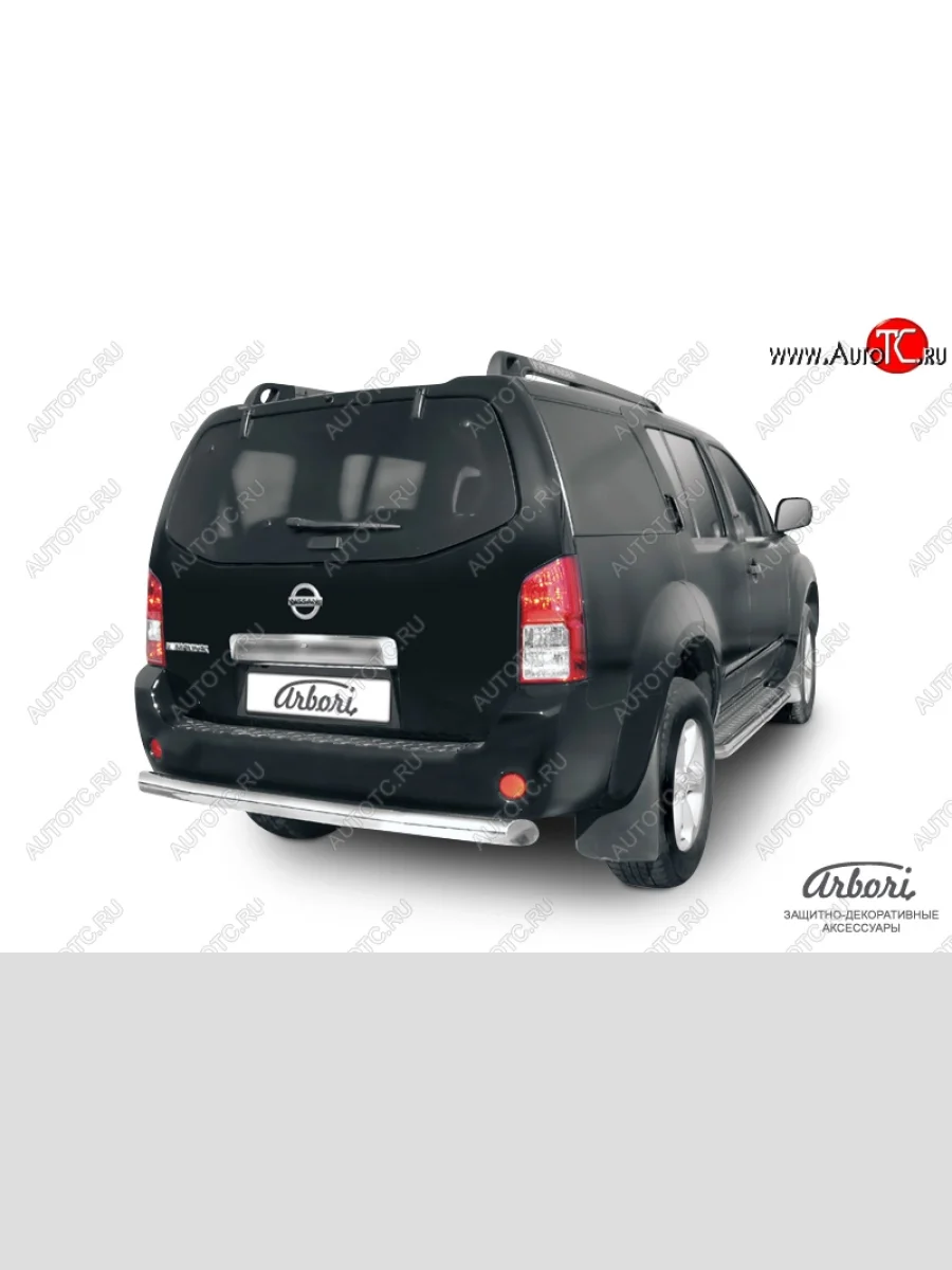 Защита заднего бампера Arbori (нержавейка, 1 труба d76 mm). Nissan Pathfinder R51 дорестайлинг (2004-2007)  в Самаре Самарской области
