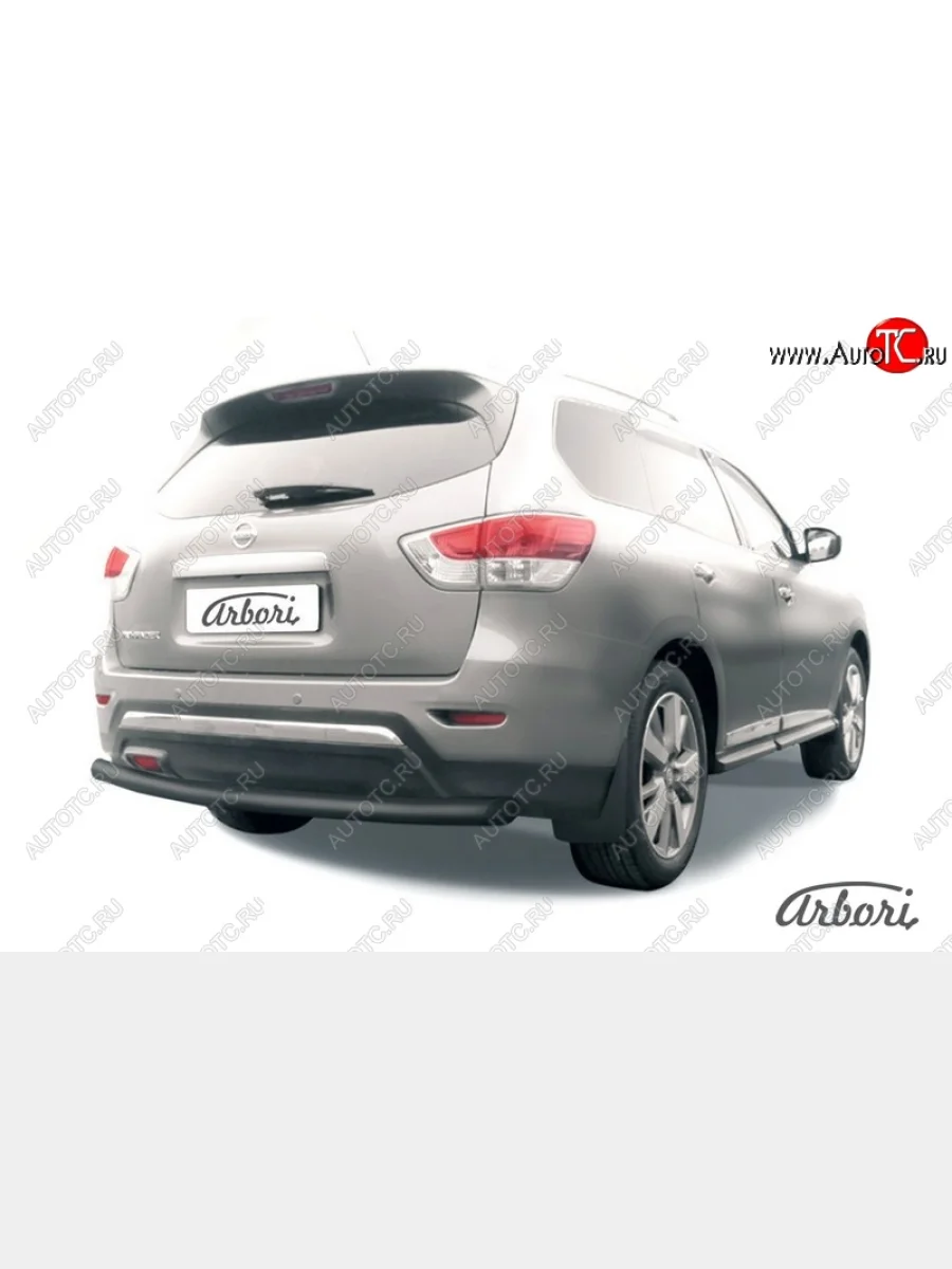 Защита заднего бампера Arbori (черная, 1 труба d76 mm). Nissan Pathfinder R52 дорестайлинг (2012-2017)  в Воронеже Воронежской области