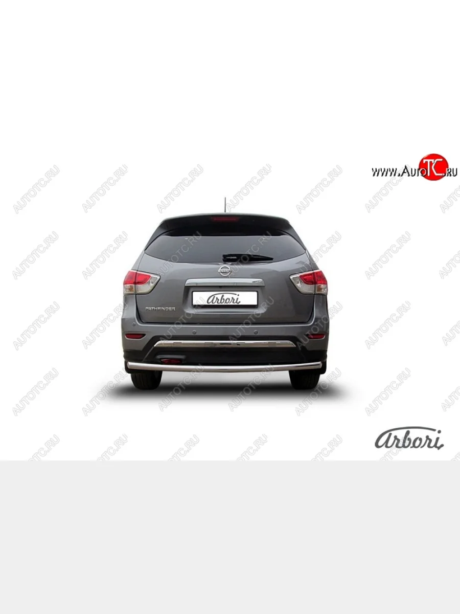 Защита заднего бампера Arbori (нержавейка, 1 труба d57 mm). Nissan Pathfinder R52 дорестайлинг (2012-2017)  в Воронеже Воронежской области