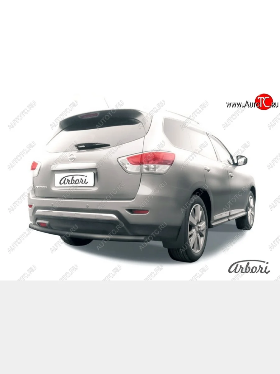Защита заднего бампера Arbori (черная, 1 труба d57 mm).  Nissan Pathfinder (2012-2017) R52  в Перми Пермском крае
