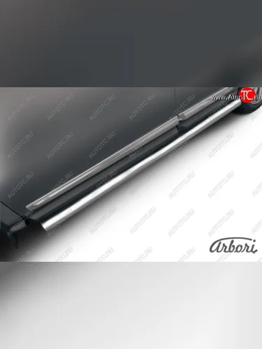 Защита штатных порогов Arbori (нержавейка, d76 mm). Nissan Pathfinder R52 дорестайлинг (2012-2017)