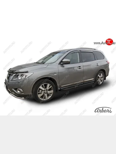 Порожки для ног Arbori Optima Black Nissan Pathfinder R52 дорестайлинг (2012-2017)