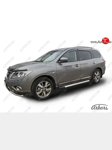 Порожки для ног Arbori Optima Silver Nissan Pathfinder R52 дорестайлинг (2012-2017)