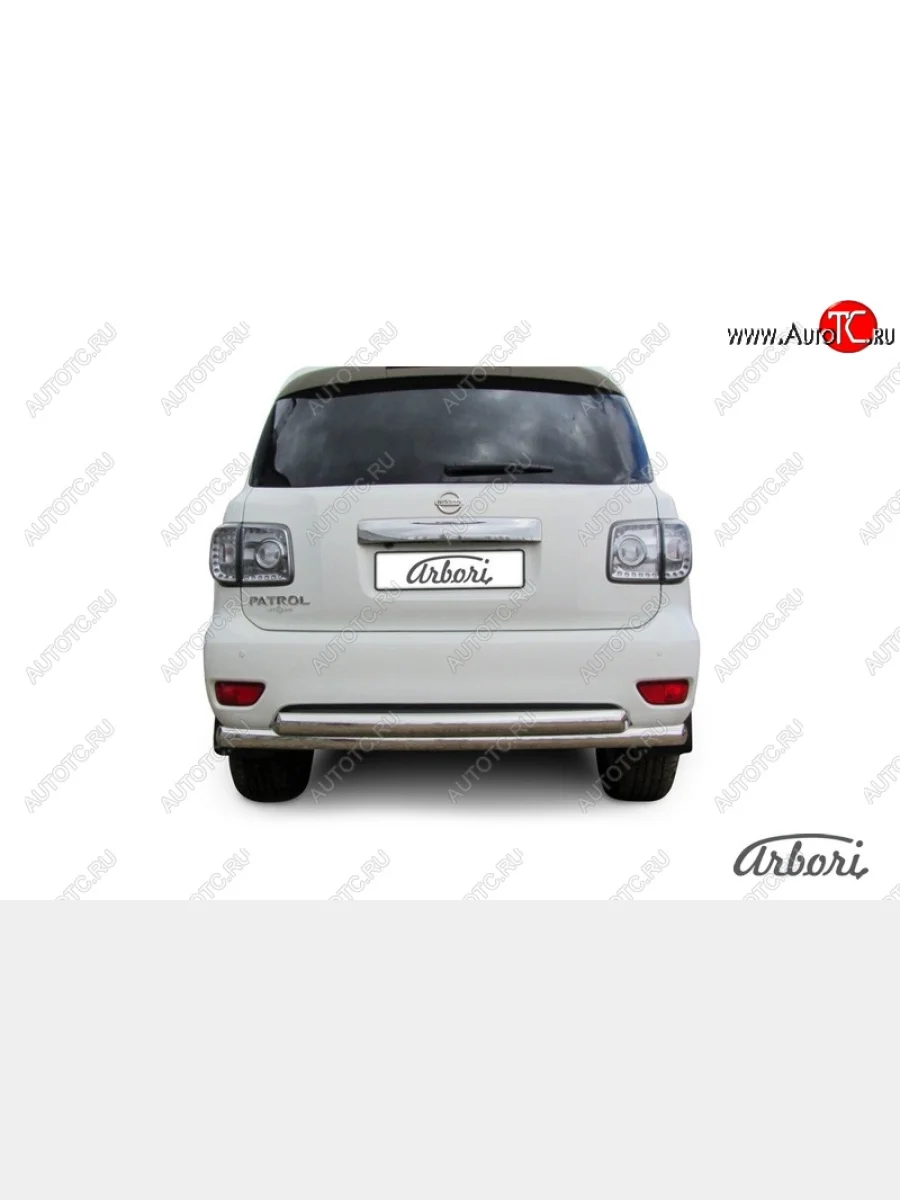 Защита заднего бампера Arbori (нержавейка, 2 трубы d76 mm).  Nissan Patrol (2010-2014) 6  в Керчи Республика Крым
