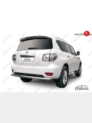 Защита заднего бампера Arbori (нержавейка, 1 труба d76 mm). Nissan Patrol  6 (2010-2014) Y62 дорестайлинг