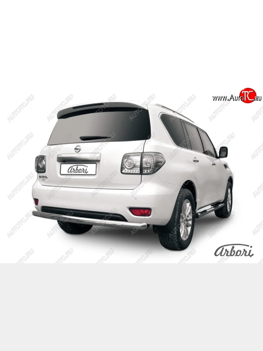 Защита заднего бампера Arbori (нержавейка, 1 труба d76 mm).  Nissan Patrol (2010-2014) 6  в Керчи Республика Крым