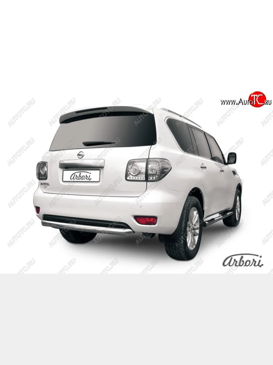 Защита заднего бампера Arbori (короткая, нержавейка, 1 труба d76 mm).  Nissan Patrol (2010-2014) 6  в Керчи Республика Крым