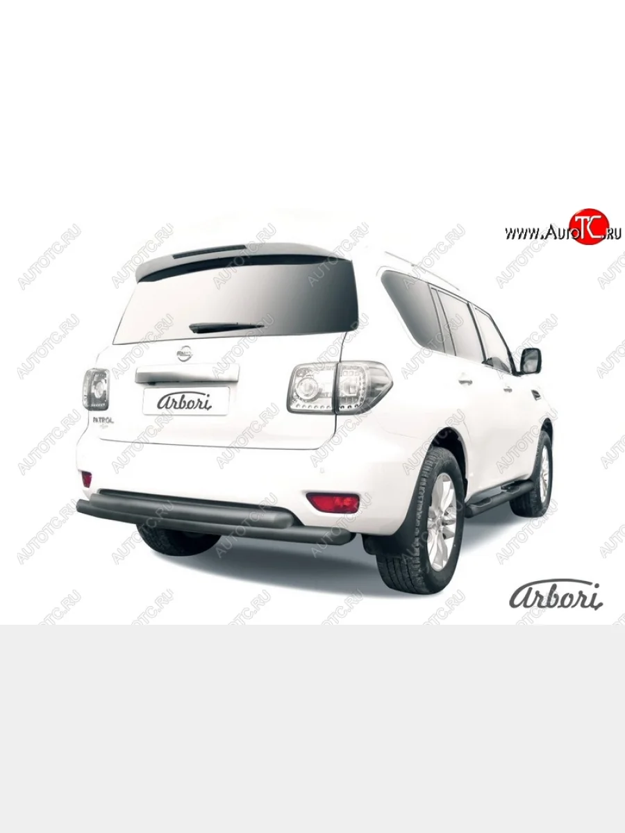 Защита заднего бампера Arbori (черная, 2 трубы d76 mm).  Nissan Patrol (2010-2014) 6  в Самаре Самарской области