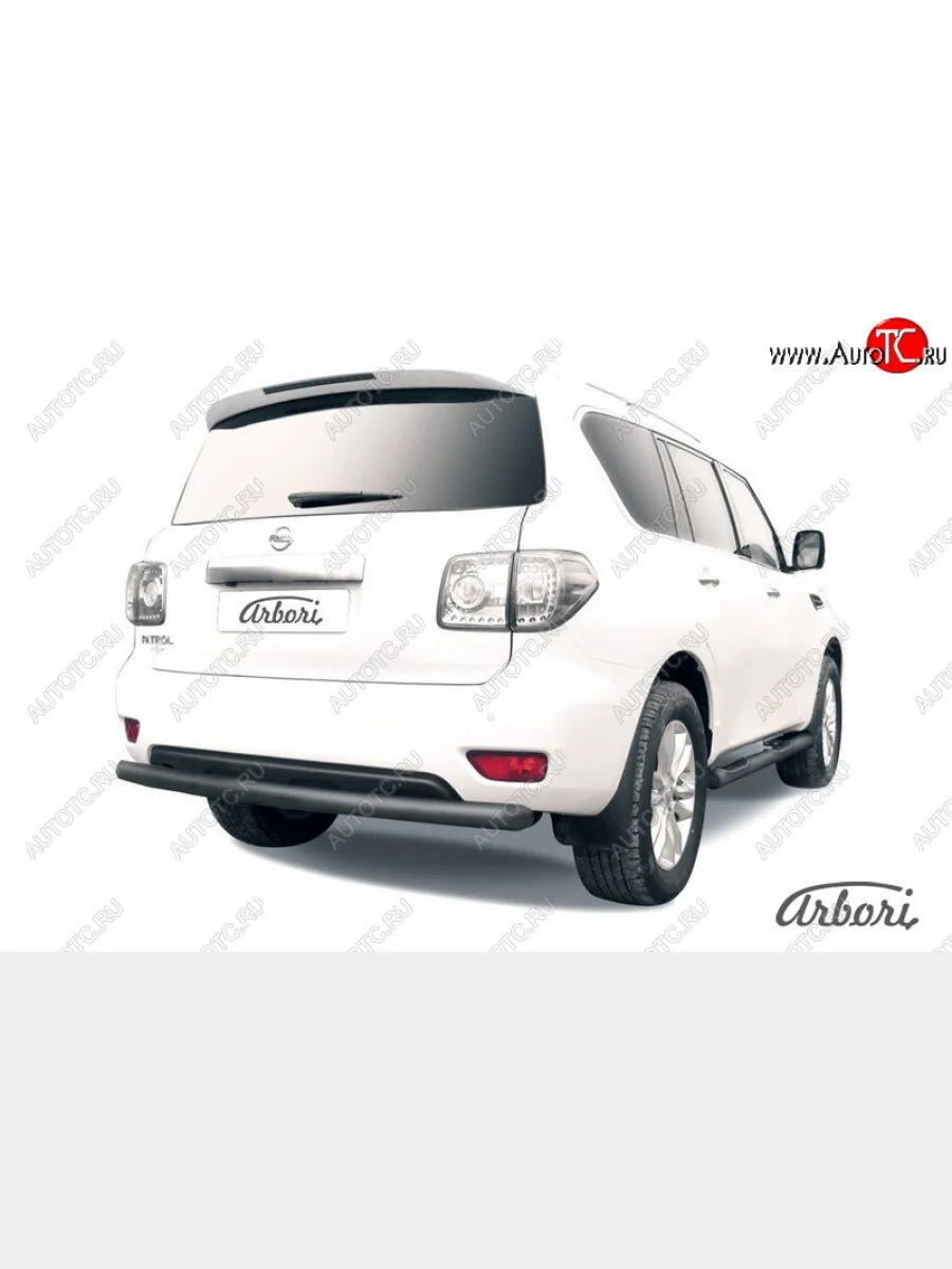 Защита заднего бампера Arbori (черная, 1 труба d76 mm).  Nissan Patrol (2010-2014) 6  в Самаре Самарской области