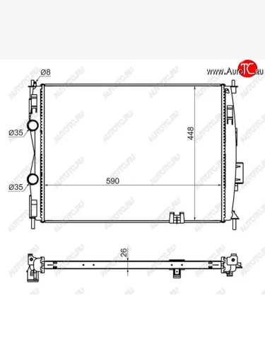 Радиатор двигателя (пластинчатый, 1.6, МКПП/АКПП) SAT Nissan Qashqai 1 J10 дорестайлинг (2007-2010)