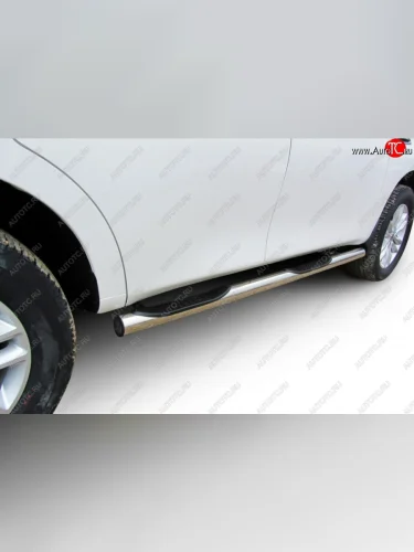 Защита штатных порогов Arbori (с проступью, нержавейка, d76 mm). Nissan Patrol 6 Y62 дорестайлинг (2010-2014)