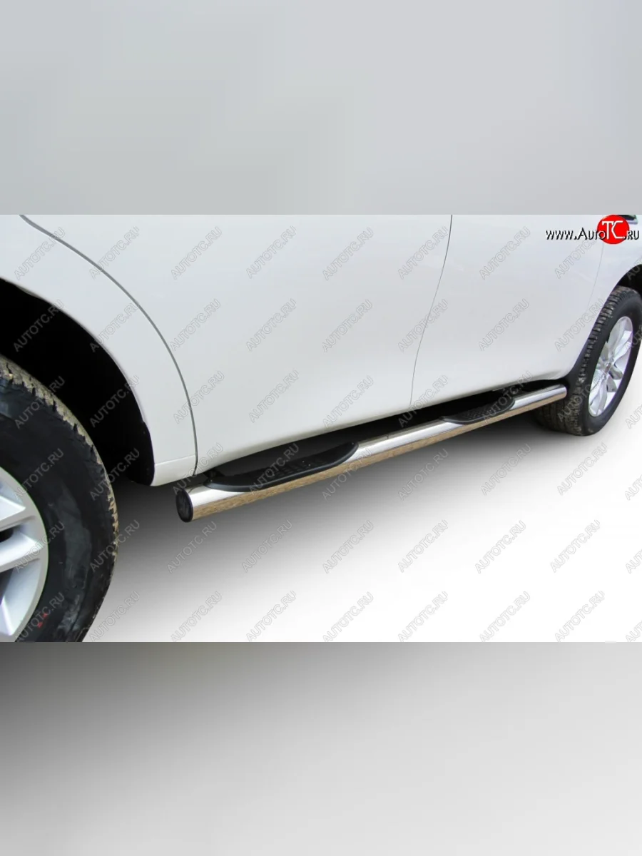 Защита штатных порогов Arbori (с проступью, нержавейка, d76 mm).  Nissan Patrol (2010-2014) 6  в Самаре Самарской области