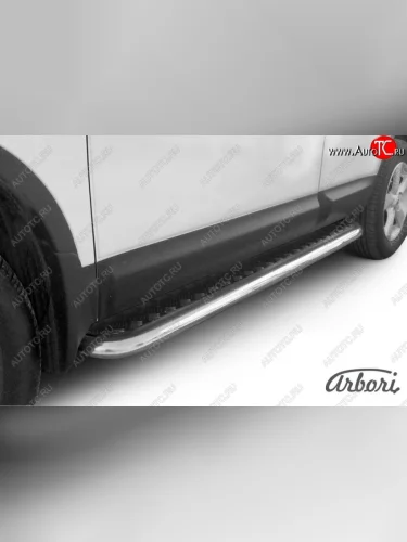 Защита штатных порогов с листом Arbori (нержавейка, алюминий, d57) Nissan Qashqai  1 J10 (2007-2010) дорестайлинг