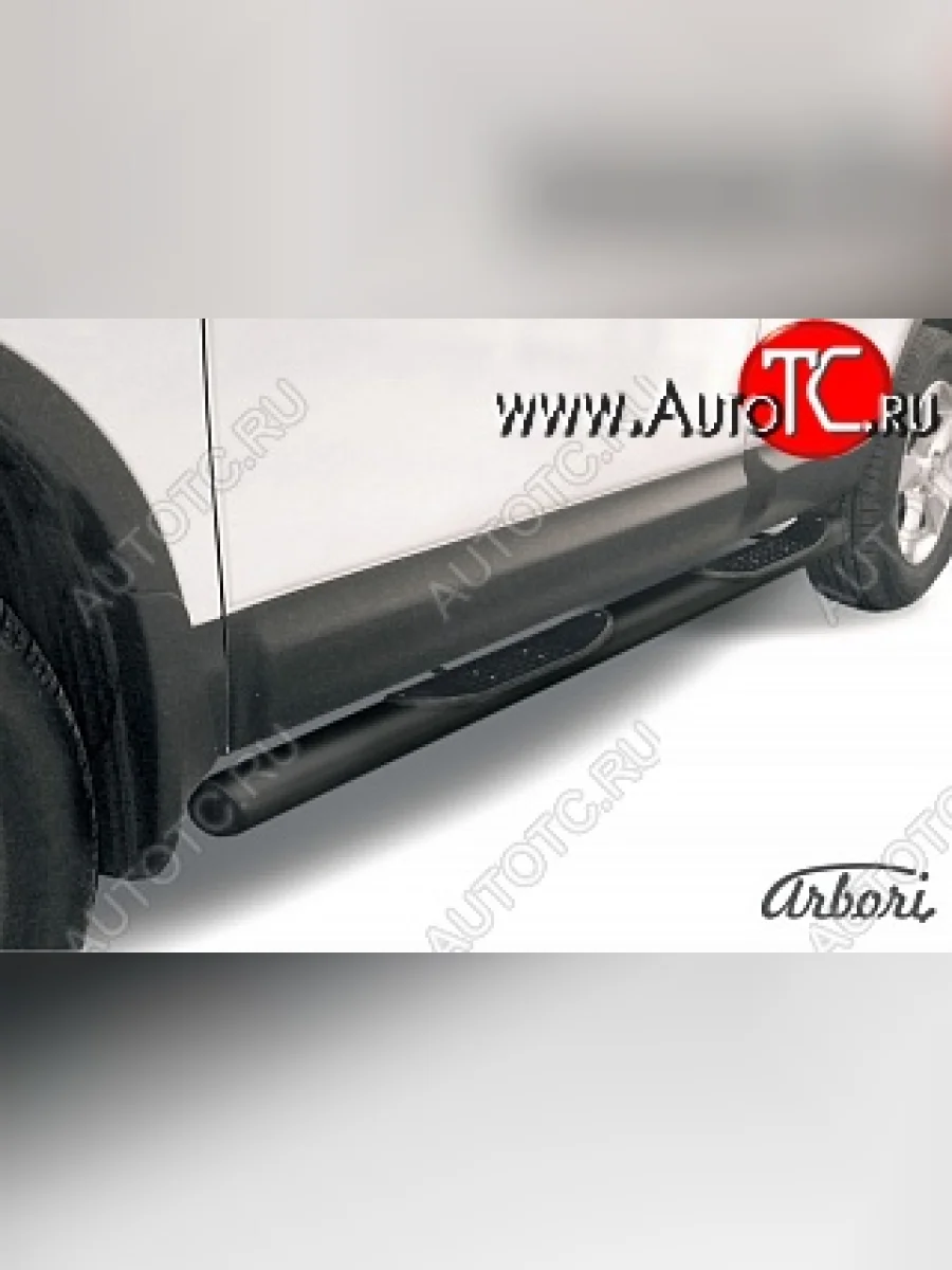 Защита штатных порогов Arbori (с проступью, черная, d76 mm).  Nissan Qashqai (2007-2010) 1 J10  в Самаре Самарской области