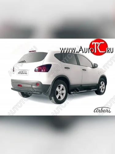Защита заднего бампера Arbori (черная, 1 труба d57 mm). Nissan Qashqai  1 J10 (2007-2010) дорестайлинг