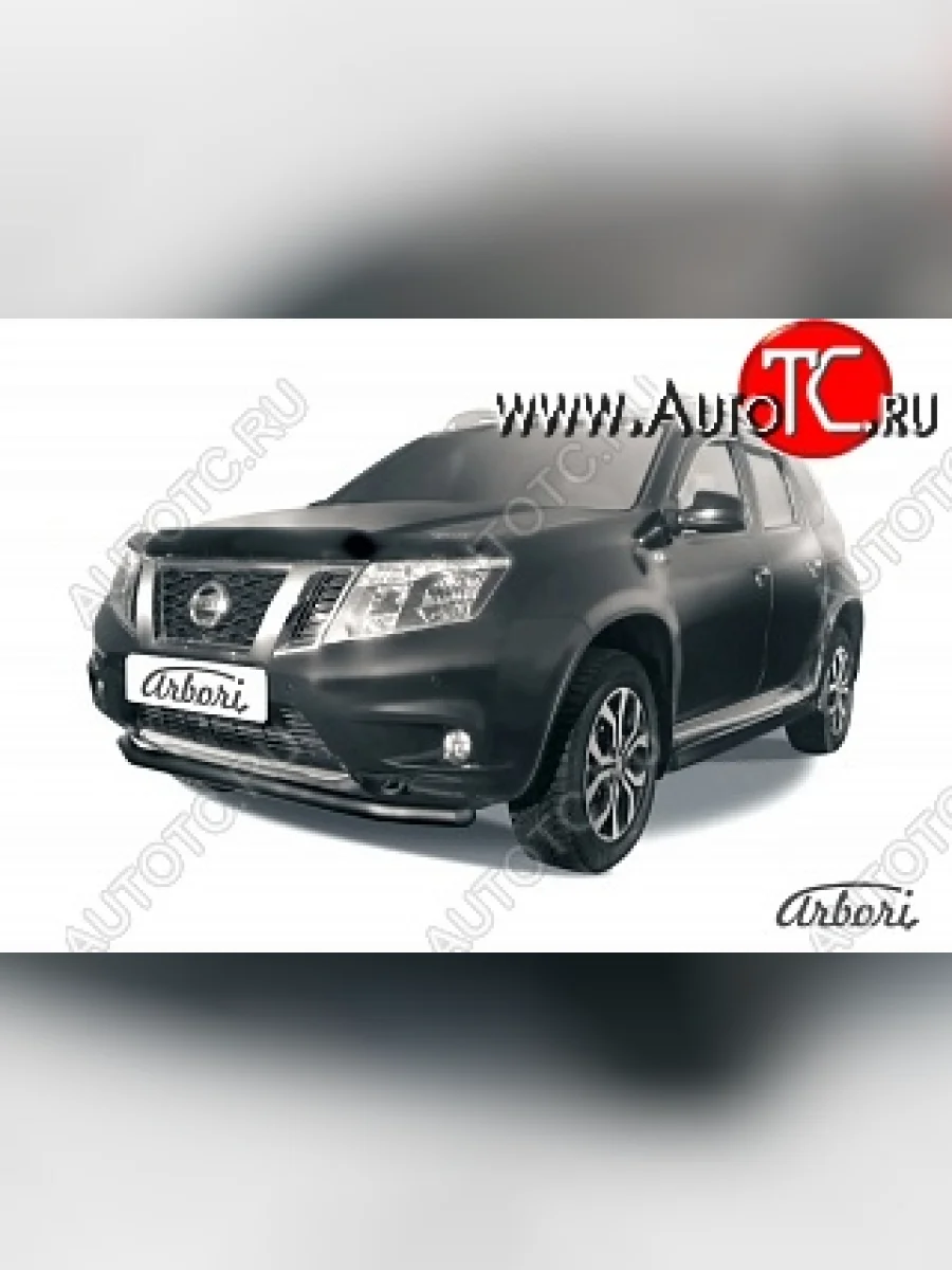 Защита переднего бампера Arbori (черная, 1 труба d57 mm). Nissan Terrano D10 рестайлинг (2016-2022)  в Керчи Республика Крым