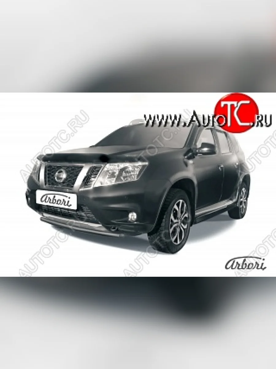Защита переднего бампера Arbori (черная, 1 труба d42 mm). Nissan Terrano D10 рестайлинг (2016-2022)  в Керчи Республика Крым