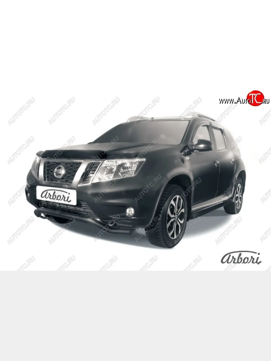 Защита переднего бампера Arbori (волна, черная, 1 труба d57 mm). Nissan Terrano D10 рестайлинг (2016-2022)  в Керчи Республика Крым