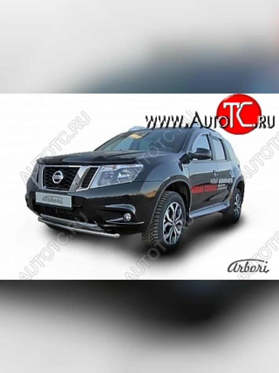 Защита переднего бампера Arbori (нержавейка, 1 труба d42 mm). Nissan Terrano D10 рестайлинг (2016-2022)  в Керчи Республика Крым