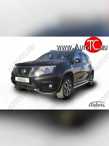 Защита переднего бампера Arbori (волна, нержавейка, 1 труба d57 mm). Nissan Terrano  D10 (2013-2022) дорестайлинг, рестайлинг