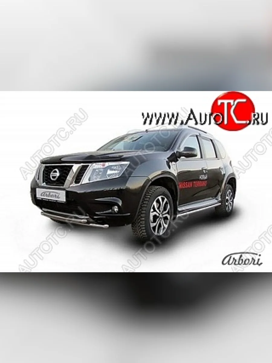 Защита переднего бампера Arbori (нержавейка, 2 трубы d42 mm)  Nissan Terrano (2013-2022) D10  в Самаре Самарской области