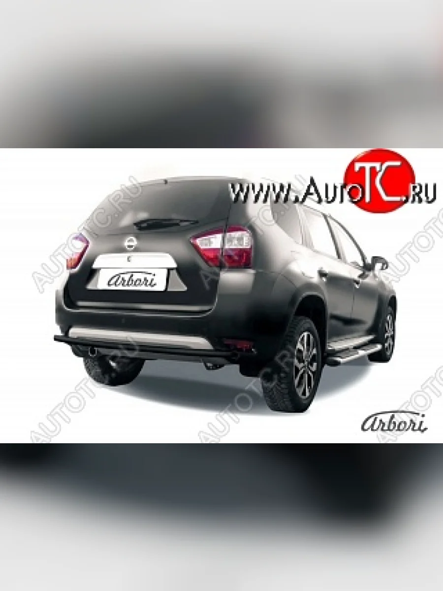Защита заднего бампера Arbori (черная, 1 труба d42 mm).  Nissan Terrano (2013-2022) D10  в Самаре Самарской области