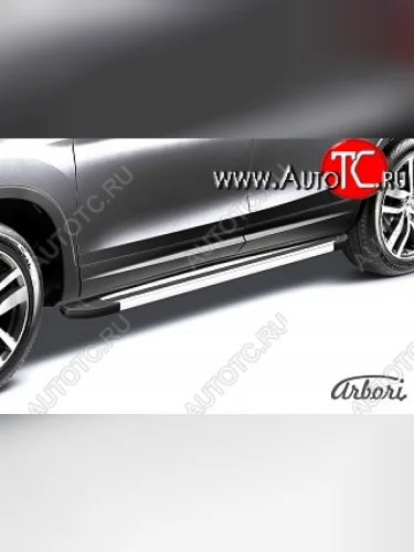 Порожки для ног Arbori Luxe Silver Nissan Terrano  D10 (2013-2022) дорестайлинг, рестайлинг