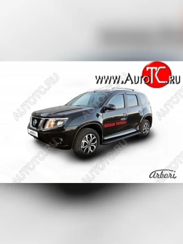 Порожки для ног Arbori Optima Black Nissan Terrano  D10 (2013-2022) дорестайлинг, рестайлинг