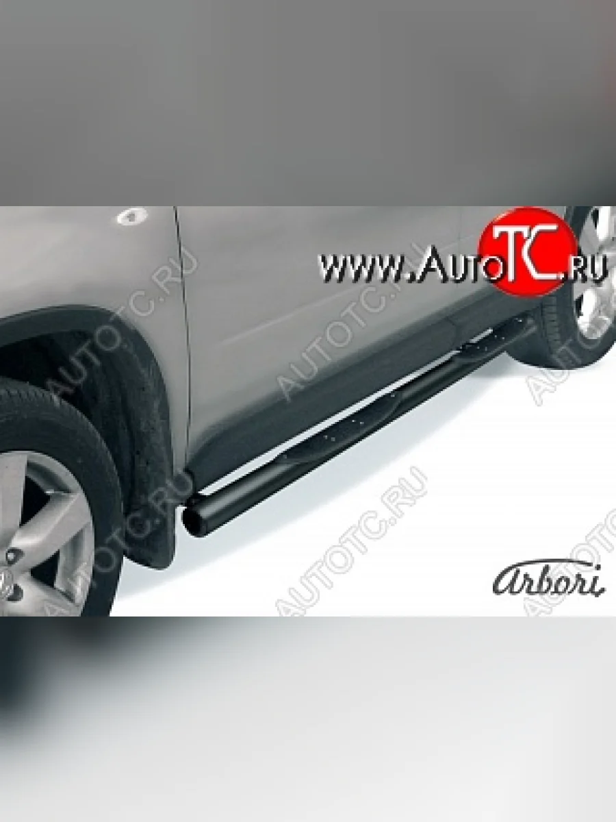 Защита штатных порогов Arbori (с проступью, черная, d76 mm). Nissan X-trail 2 T31 дорестайлинг (2007-2011)  в Перми Пермском крае