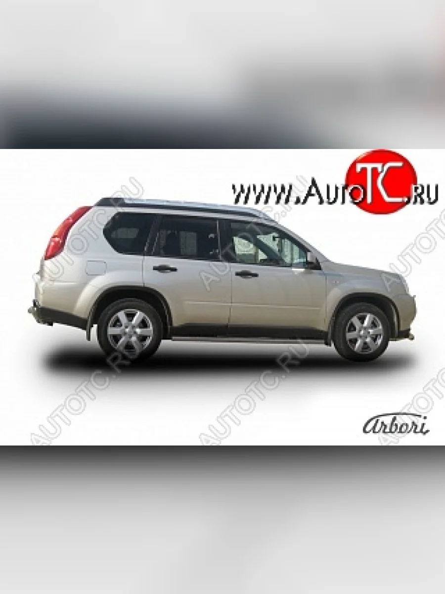 Защита штатных порогов Arbori (нержавейка, d57 mm). Nissan X-trail 2 T31 дорестайлинг (2007-2011)  в Керчи Республика Крым